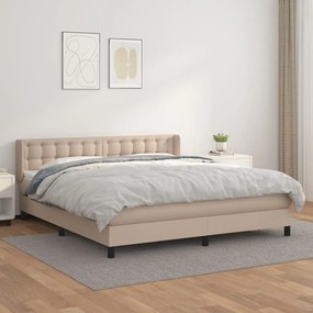 vidaXL Cama com molas/colchão 160x200 cm couro artificial cappuccino