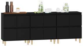 Aparadores 3 pcs 60x35x70 cm derivados de madeira preto