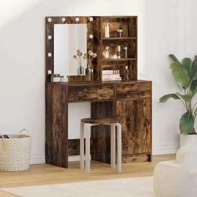vidaXL Conjunto de Mesa de Vestir com gaveta 2 pcs Carvalho Defumado