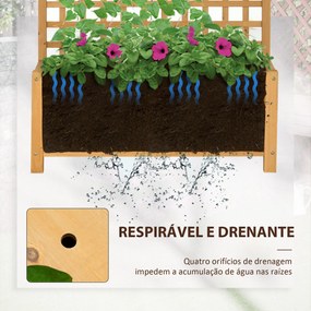 Outsunny Floreira com Treliça de Madeira Caixa de Plantio com Suporte para Plantas Trepadeiras para Cultivo de Plantas Flores para Pátio Terraço Varanda 90x45x183cm Madeira