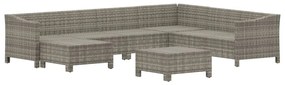 8 pcs conjunto lounge de jardim c/ almofadões vime PE cinzento