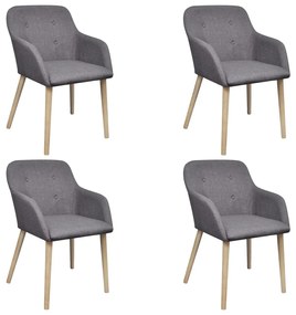 vidaXL Cadeiras jantar 4 pcs tecido cinzento-claro e carvalho maciço