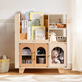 Organizador de brinquedos para crianças madeira 89,3 x 79,2 x 29,2 cm Caramelo