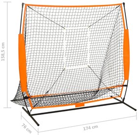 Rede p/ treino multidesportivo beisebol 174x76x158,5 cm preto