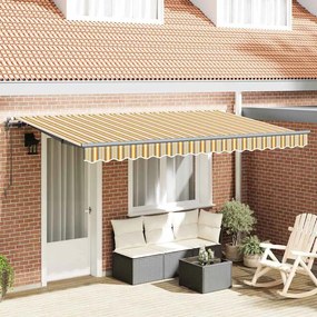 vidaXL Toldo Retrátil Manual Amarelo e Laranja e Branco