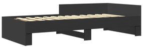 Estrutura de cama 90x190 cm derivados de madeira preto