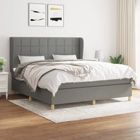 vidaXL Cama com molas/colchão 180x200 cm tecido cinzento-escuro