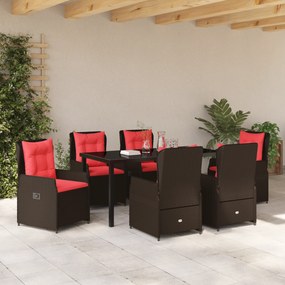 Conjunto de Jantar de Jardim 7 Peças Castanho Vime PE