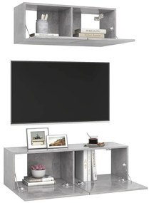 2 pcs conjunto de móveis de TV derivados madeira cinza cimento