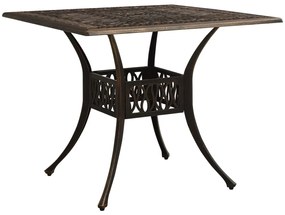 315588 vidaXL Mesa de jardim 90x90x73 cm alumínio fundido bronze