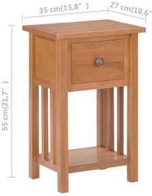 Mesa de apoio com gaveta 35x27x55 cm madeira carvalho maciça