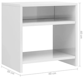 Mesa-de-cabeceira 40x30x40 cm aglomerado branco brilhante