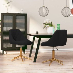 vidaXL Cadeiras de jantar giratórias 2 pcs veludo preto