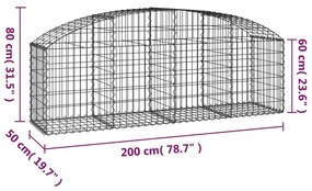 Cesto gabião arqueado 200x50x60/80 cm ferro galvanizado