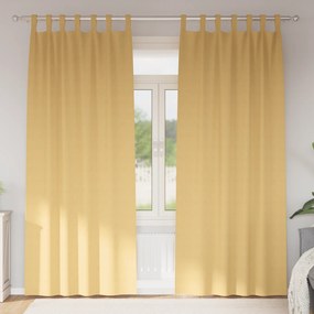 Cortinas opacas com cortinas 2 pcs Bege 225 x 140 cm Poliéster