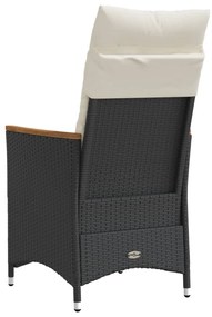 Cadeiras de jardim reclináveis c/ almofadões 2pcs vime PE preto