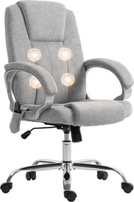 Cadeira de escritório com função de massagem e aquecimento, cadeira de escritório ergonómica, altura e braços ajustáveis, cinzenta
