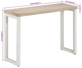 Mesa consola 110x35x76 cm mangueira maciça/ferro castanho