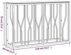 Mesa consola 110x30x70 cm aço inoxidável e vidro