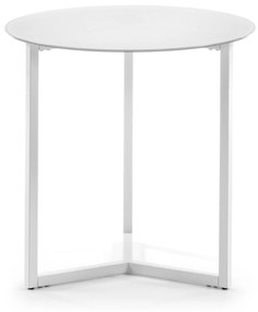 Kave Home - Mesa de apoio Raeam vidro temperado e aço acabamento branco Ø 50 cm