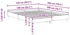 Estrutura de cama sem colchão 140x200 cm cinzento sonoma