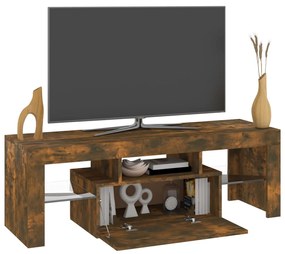 Móvel de TV com luzes LED 120x35x40 cm carvalho fumado