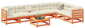 8 pcs conjunto sofás de jardim madeira de pinho castanho mel