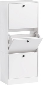 HOMCOM Armário para Sapatos, Estante para Sapatos, 3 Compartimentos Basculantes, Ajustável, Painel de Partículas, Branco | Aosom Portugal