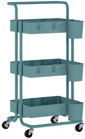 HOMCOM Carrinho de Cozinha Carrinho de Armazenamento com 4 Ganchos 3 Cestas Removíveis 3 Caixas Suspensas 42x38x86,5cm Preto | Aosom Portugal
