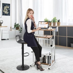 Mesa de computador 2 em 1 com altura ajustável Mesa de escritório com bandeja de teclado Mesa de pé com apoio para os pés