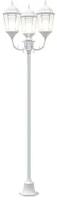 Poste de Luz de Jardim vidaXL com 3 Lâmpadas E27 Branco 220 cm Alumíni