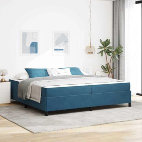 vidaXL Estrutura da Cama com colchão Azul Escuro 200 x 200 cm tecido