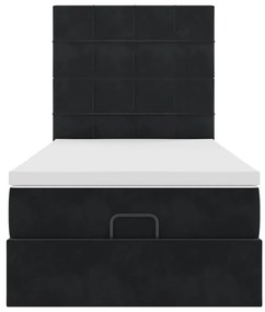 Estrutura de cama otomana vidaXL com colchões preto 100x200cm Veludo