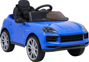 Carro elétrico para Crianças 2 a 5 anos 12V Porsche Cayenne, Rodas de espuma EVA, Controlo Remoto, assento Couro ecológico preto Azul