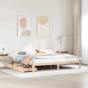 vidaXL Estrutura de cama c/ gavetas 180x200 cm madeira de pinho maciça