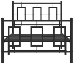 Estrutura de cama com cabeceira e pés 90x190 cm metal preto