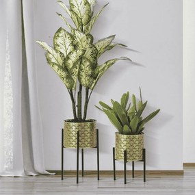 CONJUNTO DE 2 PEÇAS DE SUPORTE PARA VASOS GLISSY DOURADO Ø 21X38-19X28 CM (PLANTAS NÃO INCLUIDAS)