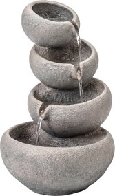 Outsunny Fonte Exterior em Resina Sintética 4 Níveis Chafariz de Jardim com Iluminação LED Bomba Aparência de Pedra 35x32x50 cm | Aosom Portugal