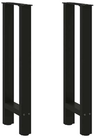 Pés de mesa de console pretos 2 peças 38x(72-73) cm aço