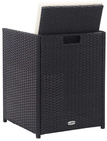 15 pcs conjunto jantar exterior com almofadões vime PE preto