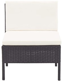 8 pcs conjunto lounge de jardim c/ almofadões vime PE preto