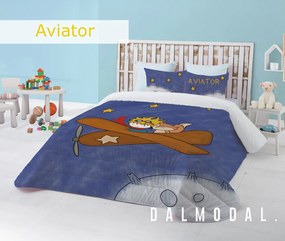 Edredom infantil Aviator- Edredom infantil com almofadas: Colchas edredão 200x260 cm + 2 almofadas cheias 45x60 cm, com enchimento de 200 gr./m2 para primavera / outono
