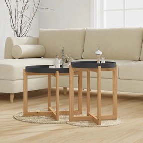 vidaXL Mesas de centro 2 pcs pinho maciço e derivados madeira preto