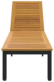 Espreguiçadeira Preta 200x55x35 cm Madeira Acácia Maciça