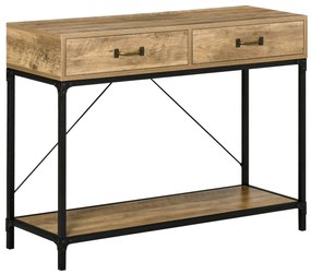 HOMCOM Mesa de Console Industrial com 2 Gavetas e 1 Prateleira Marron | Aosom Portugal