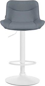 Banco alto em couro sintético com estrutura branca 85-106 x 49 x 51 cm cinzento