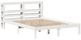 Cama sem colchão 150x200 cm madeira de pinho maciça branco