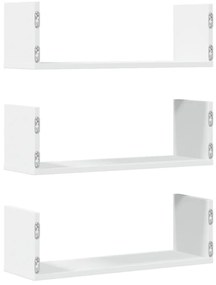 Prateleiras de parede 3 pcs 58x18x18cm derivados madeira branco