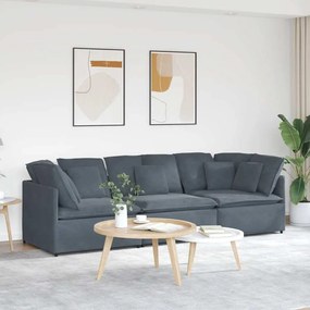 Sofá modular com almofadas veludo cinzento-escuro