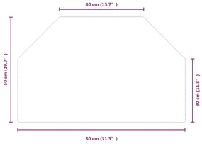 Placa de vidro para lareira hexagonal 80x50 cm